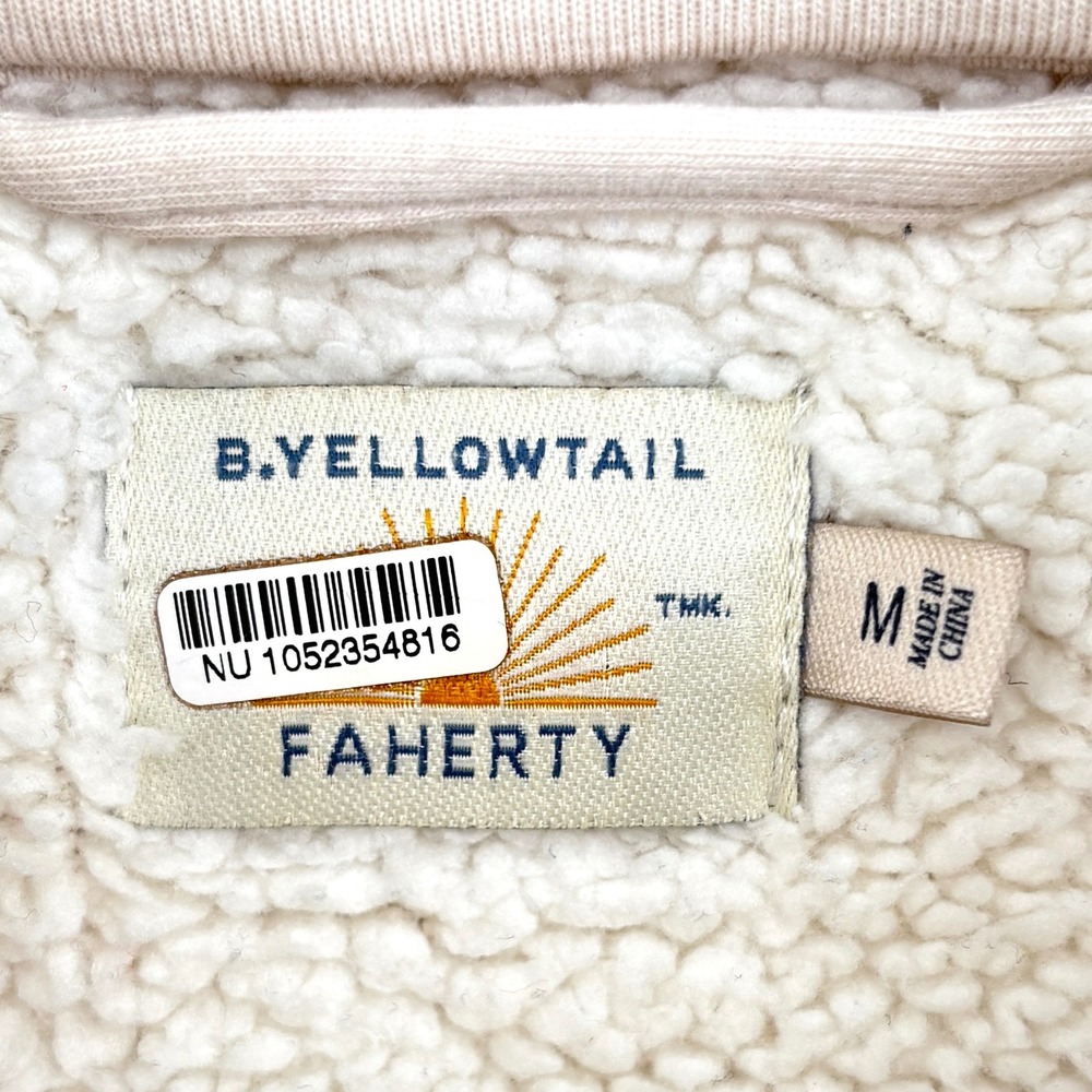 Faherty B.Yellowtail High Pile Sherpa Fleece Jacket Cream Black Aztec Print M - Picture 3 of 13